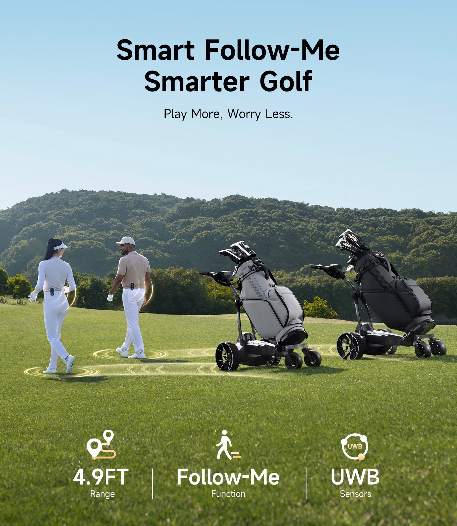 Electric Golf Push Cart with Remote Control for All Terrains